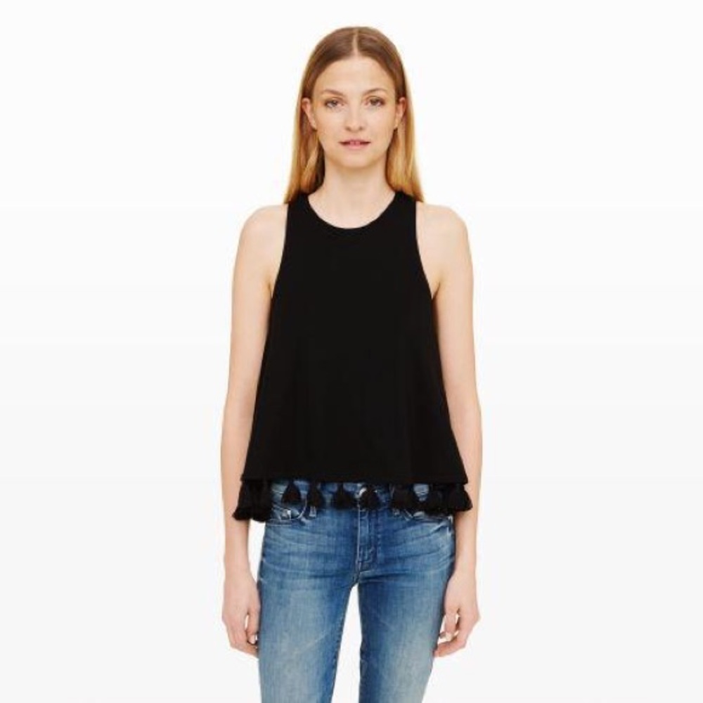 Black Club Monaco Silvana Tassel Tank Top Size S